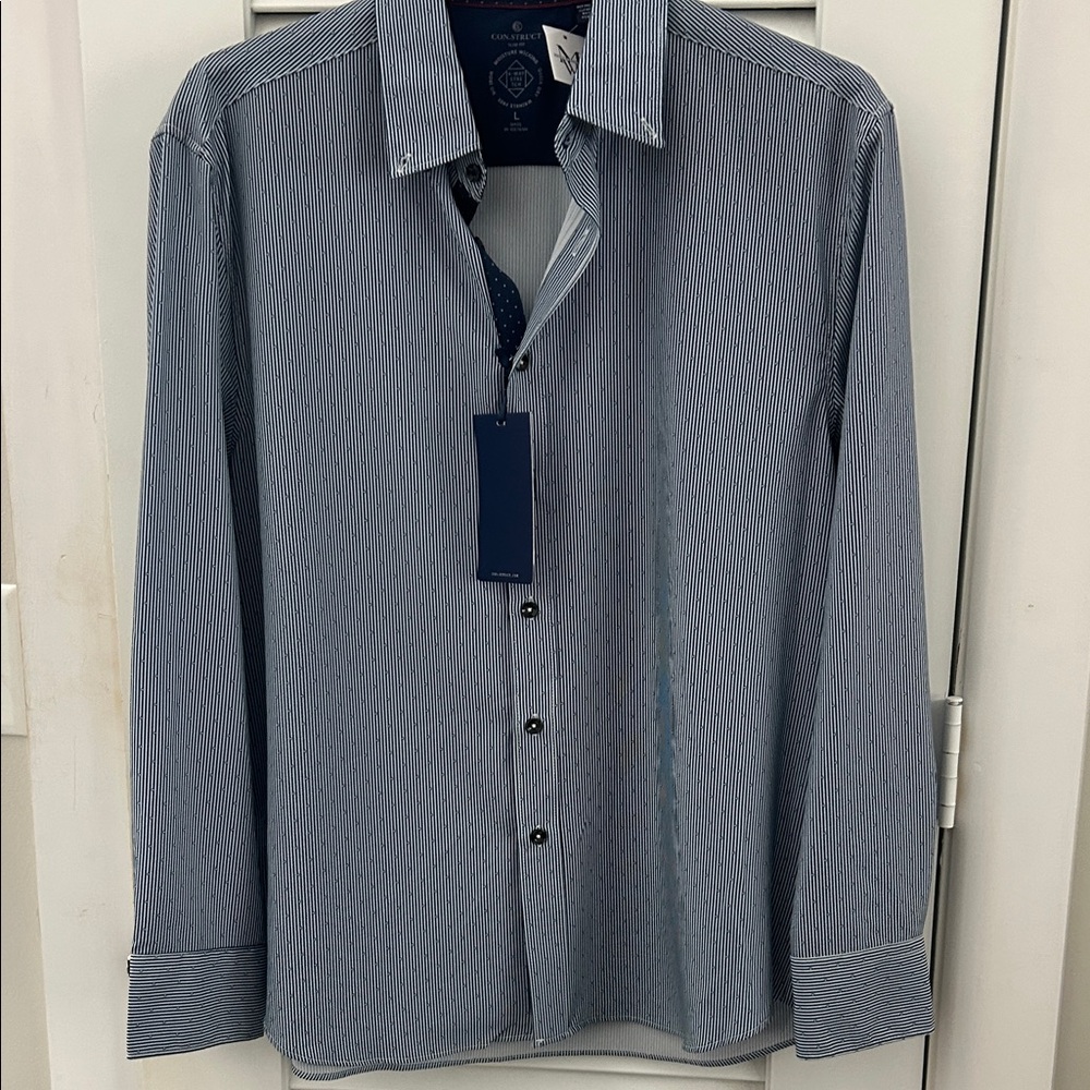 Classic Navy Striped Button-Down Shirt